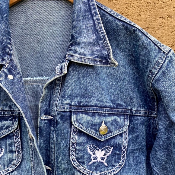 Mileno Retro Vintage Stone Washed Blue Jean Jacket - Picture 3 of 4